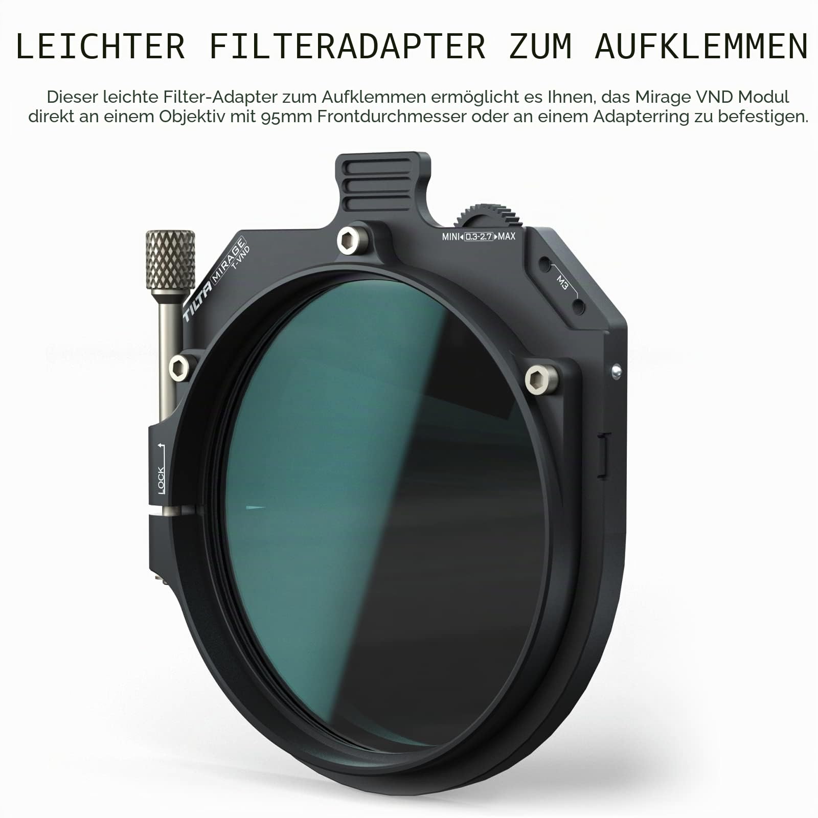 Tilta Leichter Filter Klemmadapter kompatibel mit Tilta Mirage Matte Box Variabel ND Modul MB-T16-LFA