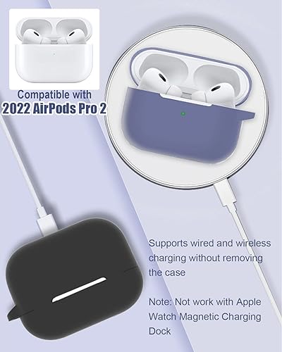 Miniatura 2 de ZAIWAN 3 en 1 Funda para AirPods Pro 2 2022 con cordón y llavero kit de limpiador Air Pod Pro  puntas de repuesto para AirPods Pro de 2 generación