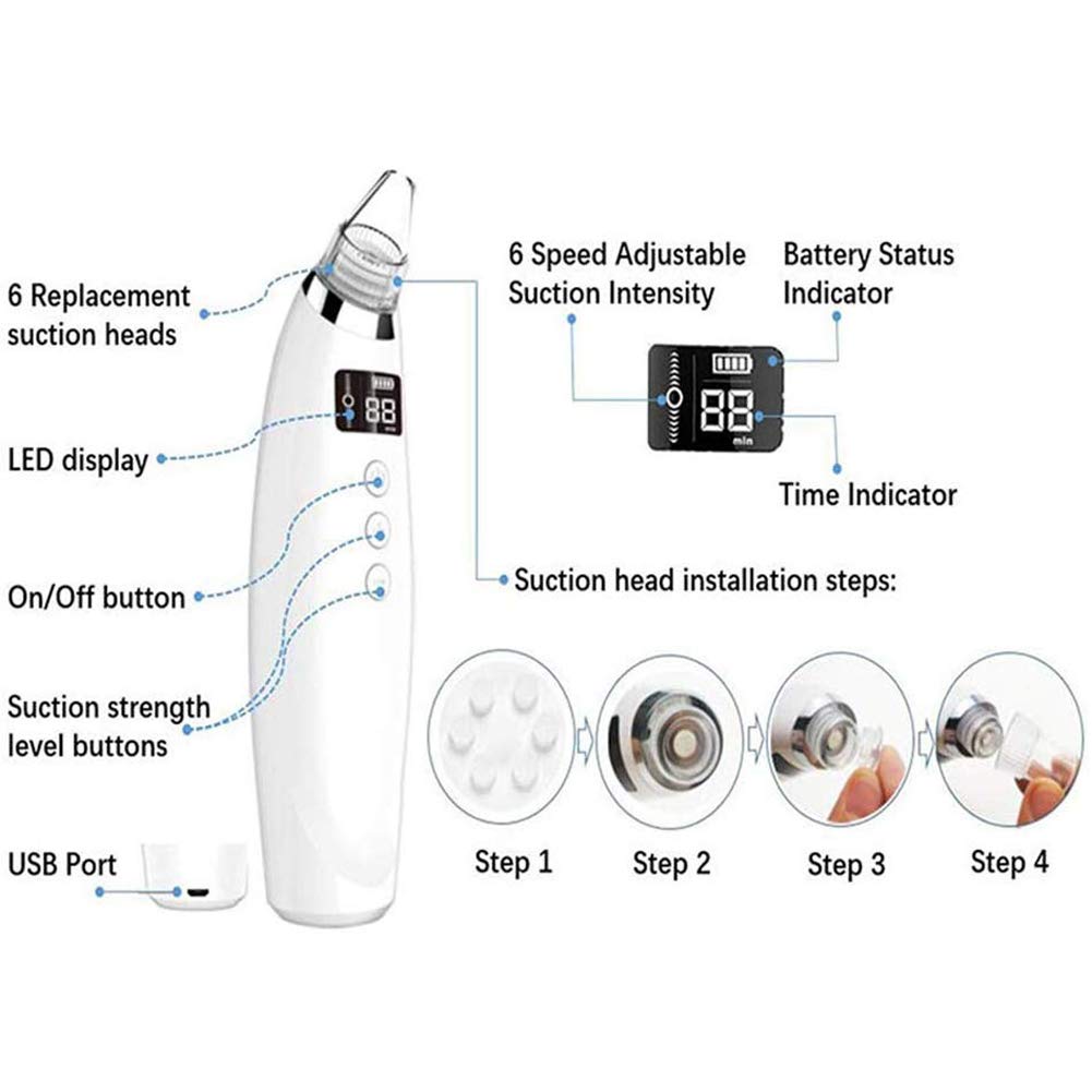 Aspirateur Électrique Pour Les Pores Nettoyeur De Points Noirs Outil De Nettoyage Du Visage Instrument De Beauté Ménage Portable Brosse De Nettoyage Des Pores Du Visage