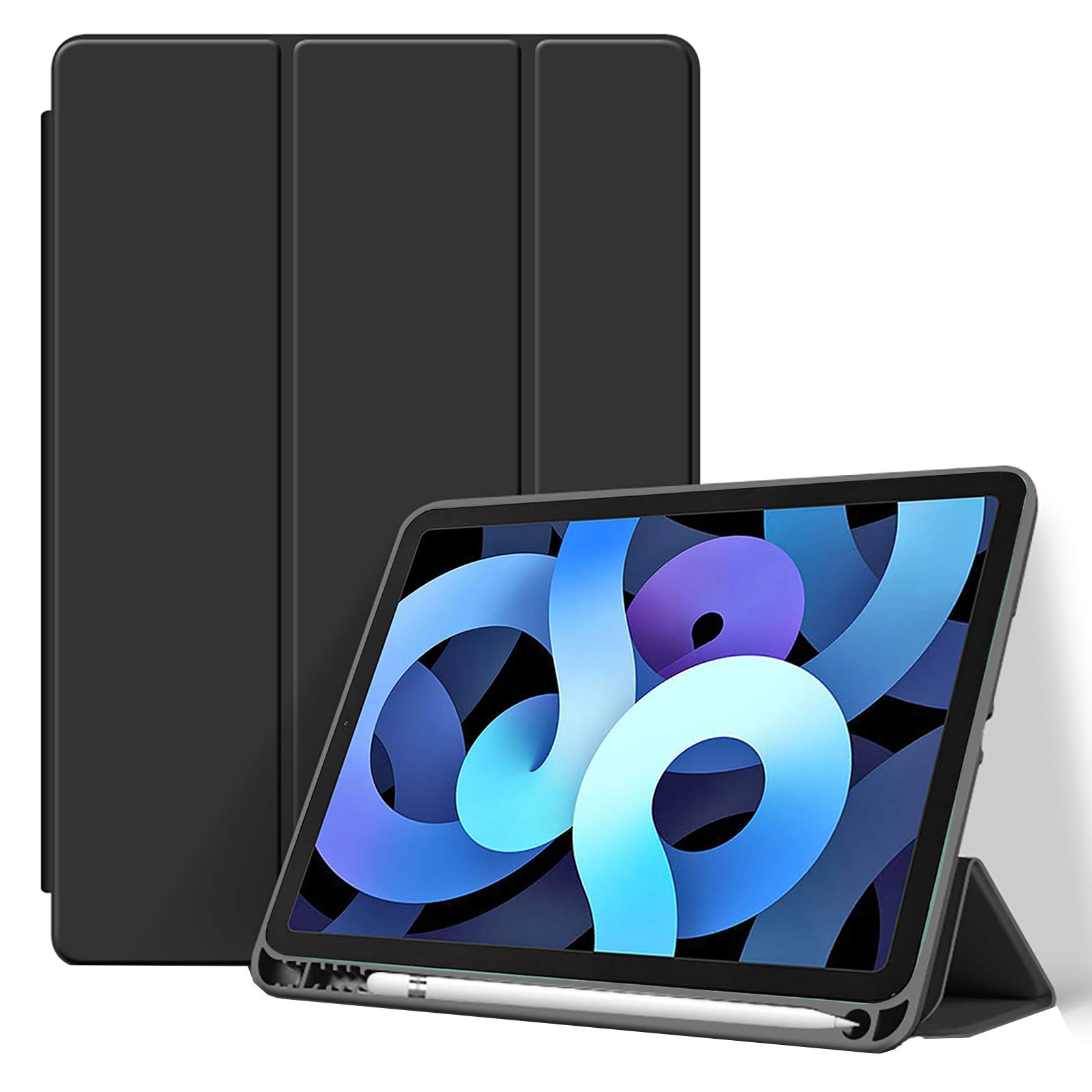 Billionn Case for New iPad Air 5th Generation (2022)/iPad Air 4th Generation (2020) 10.9 Inch, with Screen Protector and Auto Wake/Sleep Cover, Black