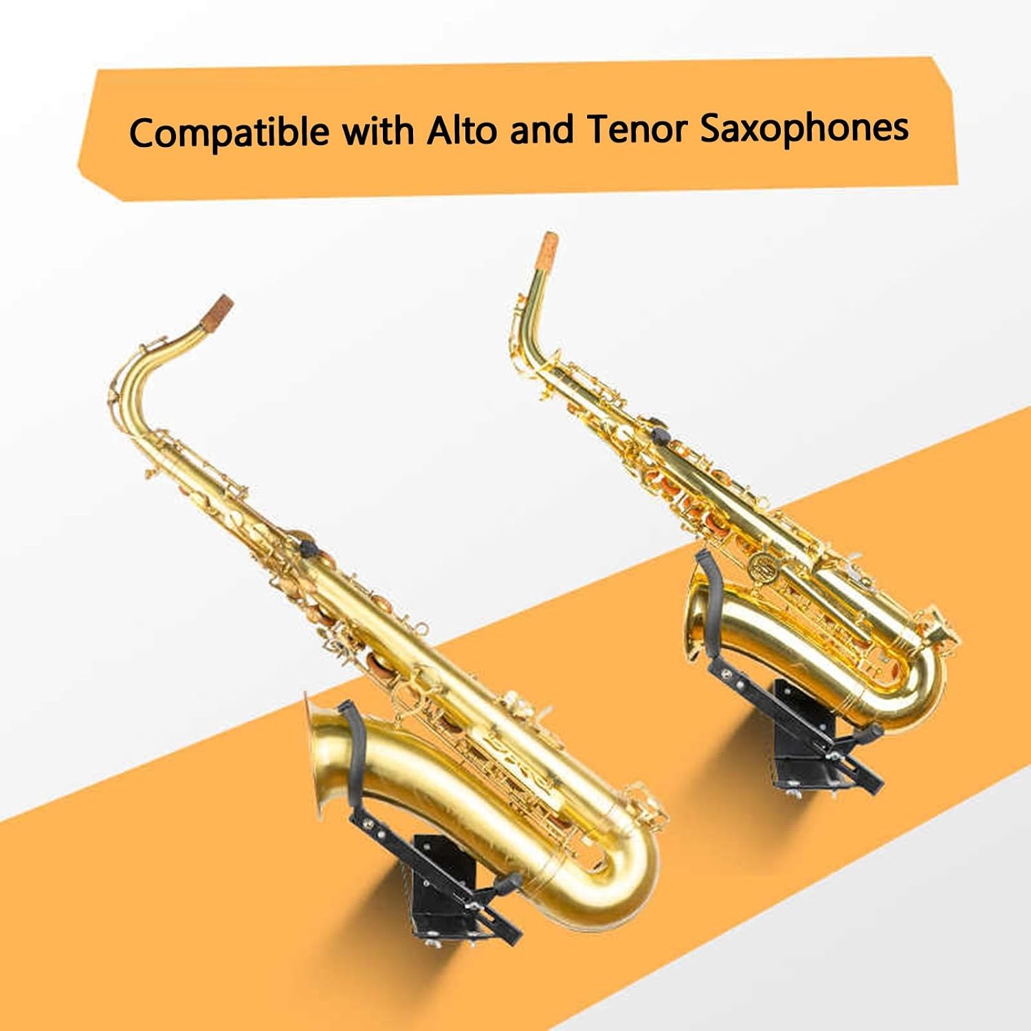 Wall-Mounted Alto/Tenor Saxophone Stand,Angle-Adjustable Saxophone Stand Holder Rack,with Padded Holder,Lightweight and Compact