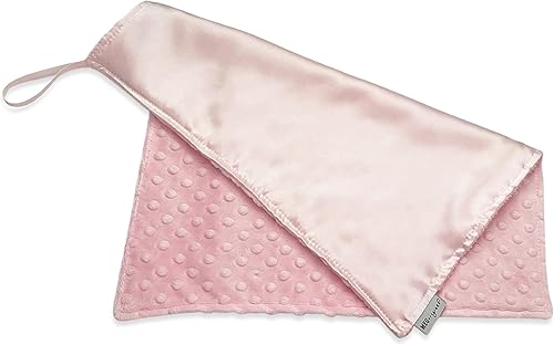 Miniatura 2 de Manta de seguridad para bebé niña, satén rosa y lunares minky con lazo