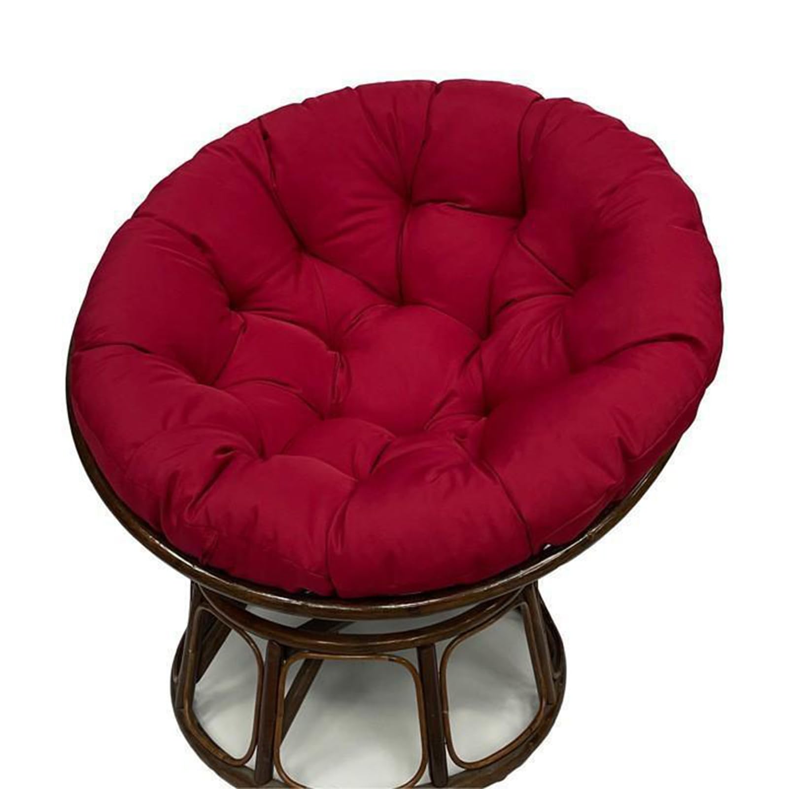 Papasan Chair Cushion Outdoor,Waterproof Hanging Chair Cushion Round Seat Cushion,Comfortable Chair Pad Removable Seat Cushion for Garden Chair, Rattan Chair,Swing Chair,Purple with Red,40cm