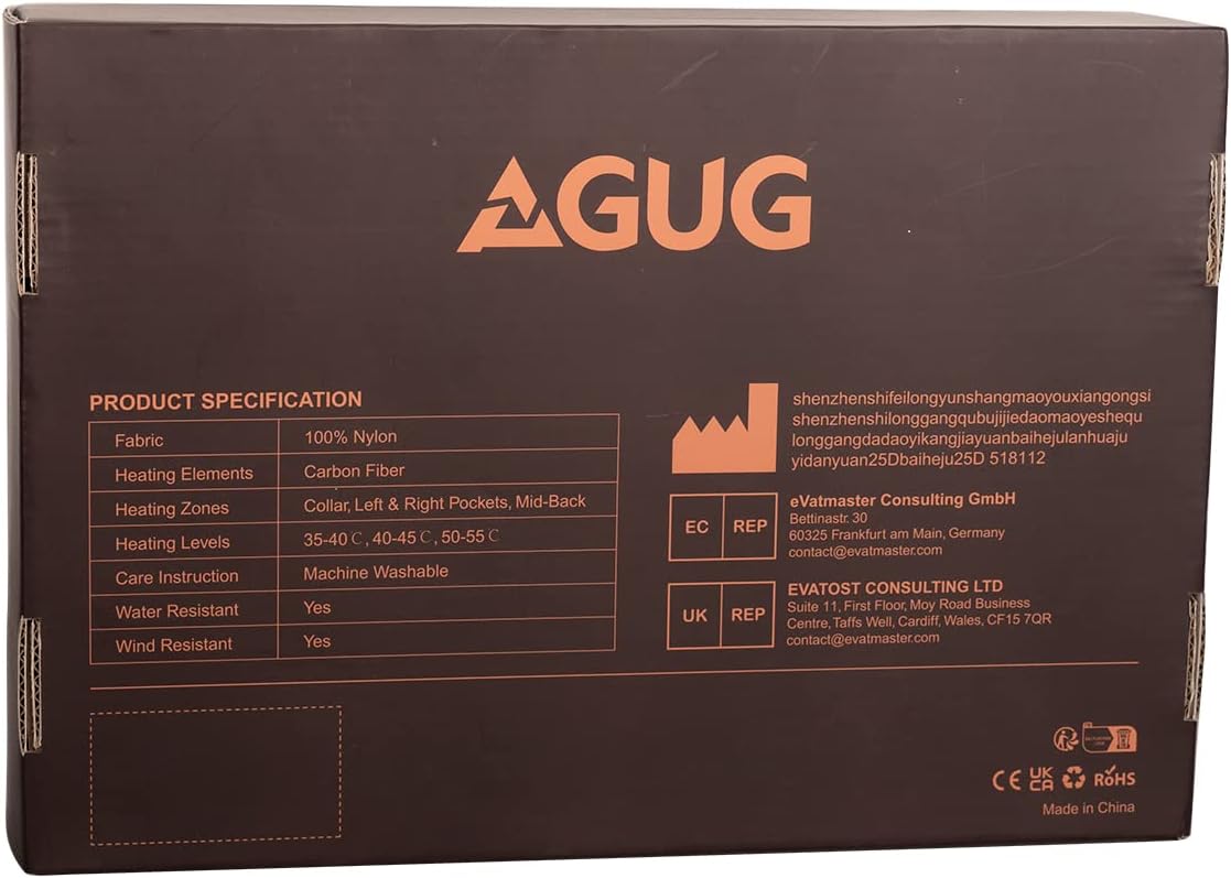 AGUG Heated Vest for Men/Women, Electric Heated Jacket Body Warmer Electric Heating Vest 3 Heating Levels,Battery Excluded