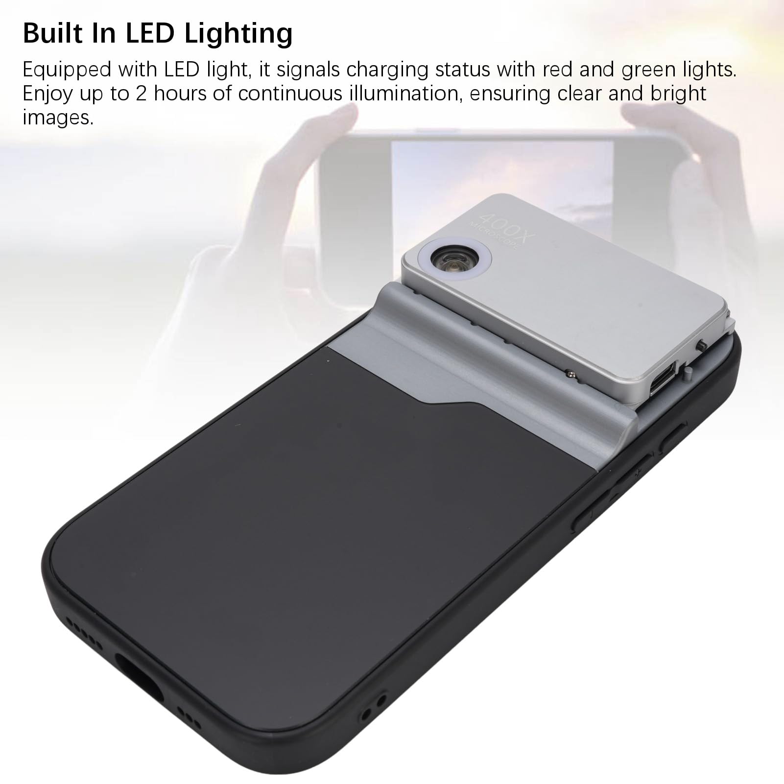 Akozon 400X Phone Microscope con LED Light, Corpo in Alluminio