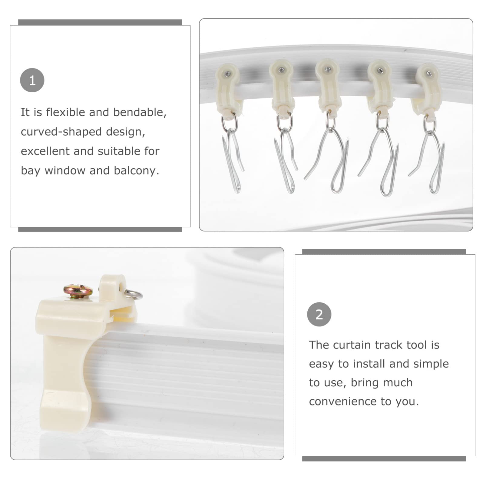 EXCEART Rail Rideau Plafond Flexible Système de Rail de Rideau Silencieux pour Balcon