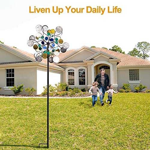 Limehill Wind Spinner For Garden And Yard - Large Metal Kinetic Wind Sculptures Yard Art Outdoor (Multi-Color) #TOP2