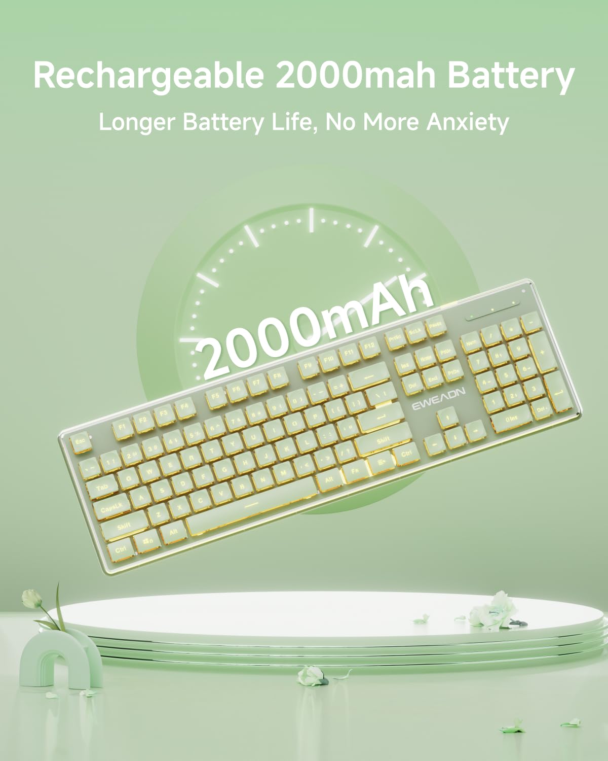 Keyboard with 2000mAh battery indicator