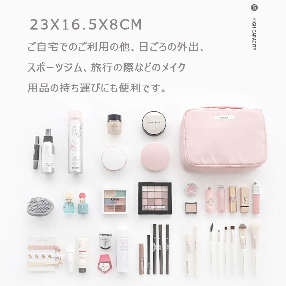 NEOVIVA 化粧ポーチ 大容量 メイクポーチ コスメポーチ トラベル 旅行化粧ポーチ 化粧品収納バッグ 防水 軽量 コスメケース コスメバッグ 洗面用具入れポーチ バスルームポーチ 持ち運び便利 収納 小物入れ (ホワイト L) - 3
