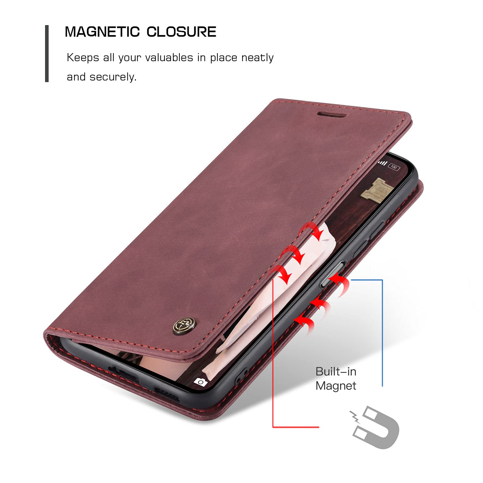 UFinetech Case for Xiaomi Mi 11 Lite, Leather TPU Cover for Xiaomi Mi 11 Lite 5G - Image 3