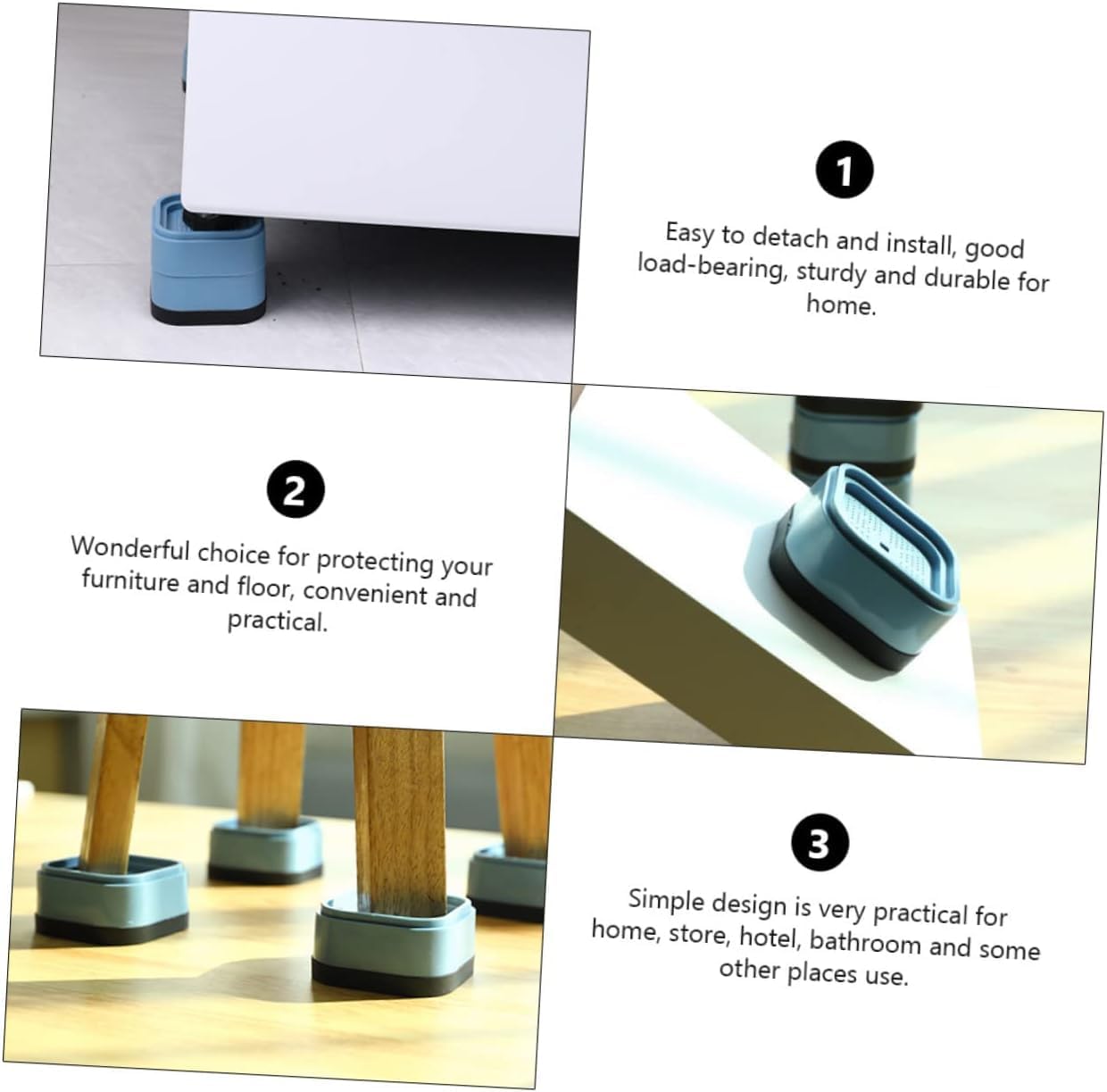 CEPLO Bed & Furniture Risers Heavy-Duty Adjustable Leg Extenders for Beds,Tables, Sofas,Chairs Non-Slip,Anti-Vibration Square Base Riser Stand for Home Use Washing Machine Ped (Pack of 8) 1