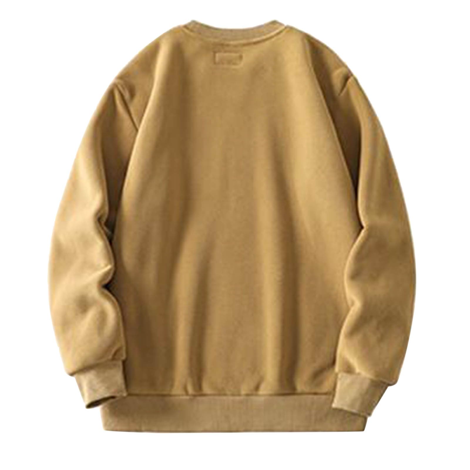 Jersey de forro polar para hombre, sudadera cálida de manga larga, jersey de invierno, suéter térmico grueso, monocolor, parte superior, suéter de invierno, suéter de trabajo, cuello redondo