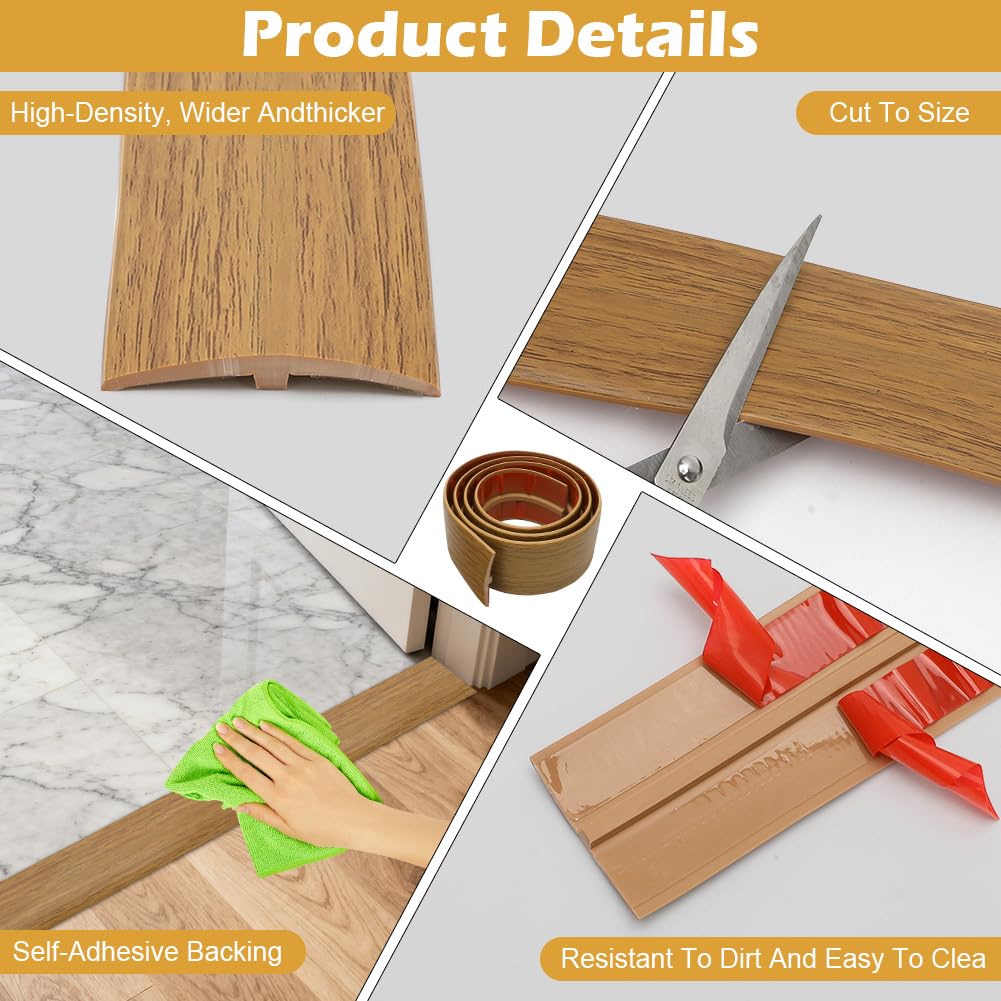 Listón de transición en T, perfil de transición autoadhesivo, lista de umbrales de PVC, lista de nivelación de altura para suelos de parquet, laminados y umbrales (Amarillo-Turquesa, 1M * 5CM)