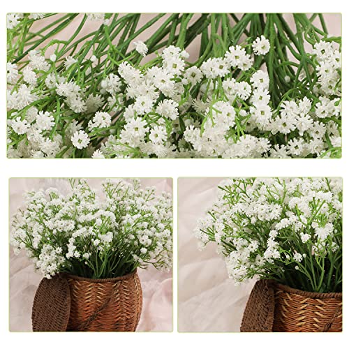 Homcomodar Fleurs Artificielles Babies Breath Lot de 12 Bouquets de Fleurs Faux Gypsophile Plantes pour Mariage Maison Décoration DIY