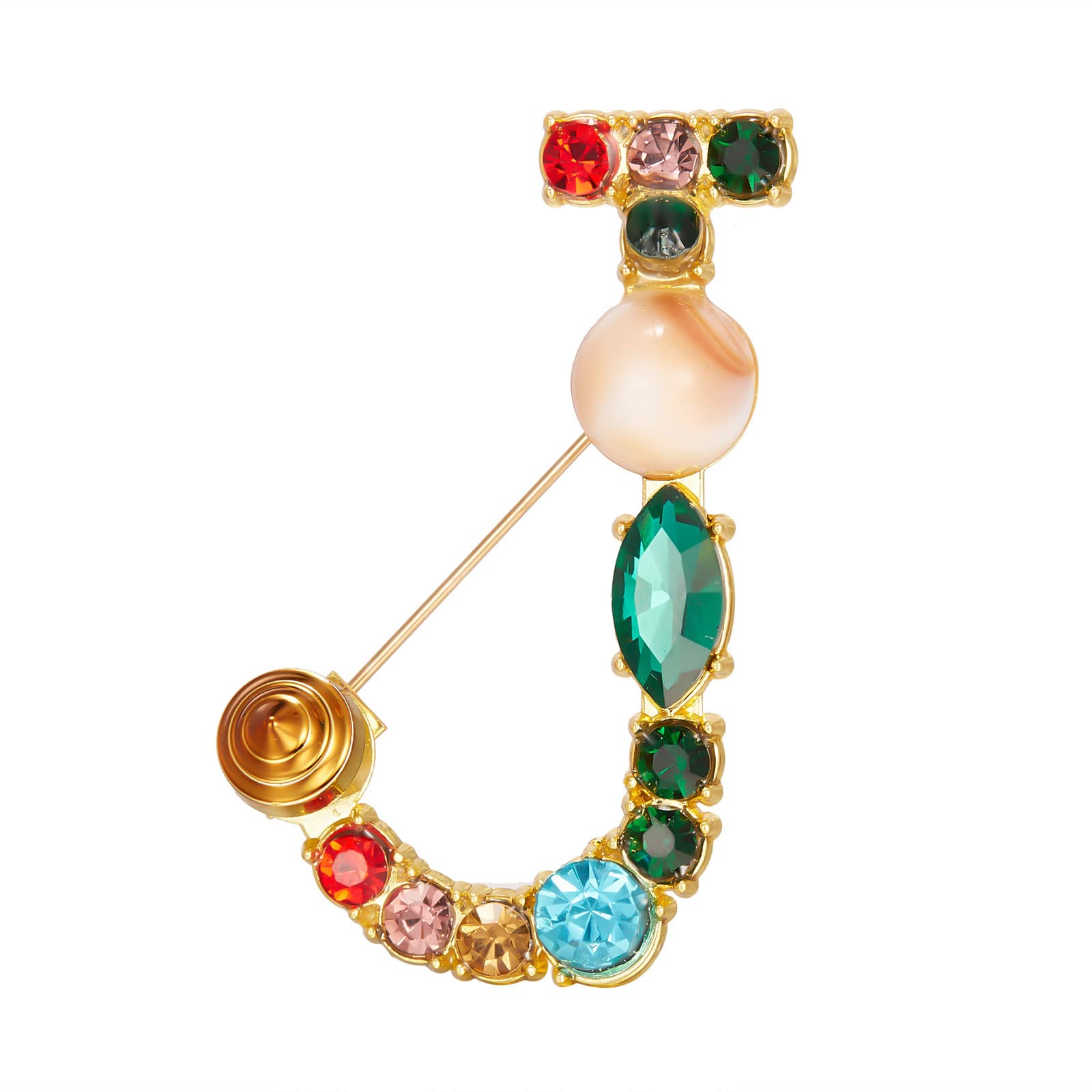 RINHOOPearl Initial Brooch Pin Crystal A-Z 26 Alphabet Letters Brooch Colorful Enamel Breastpin Pin Jewelry for Women Gifts