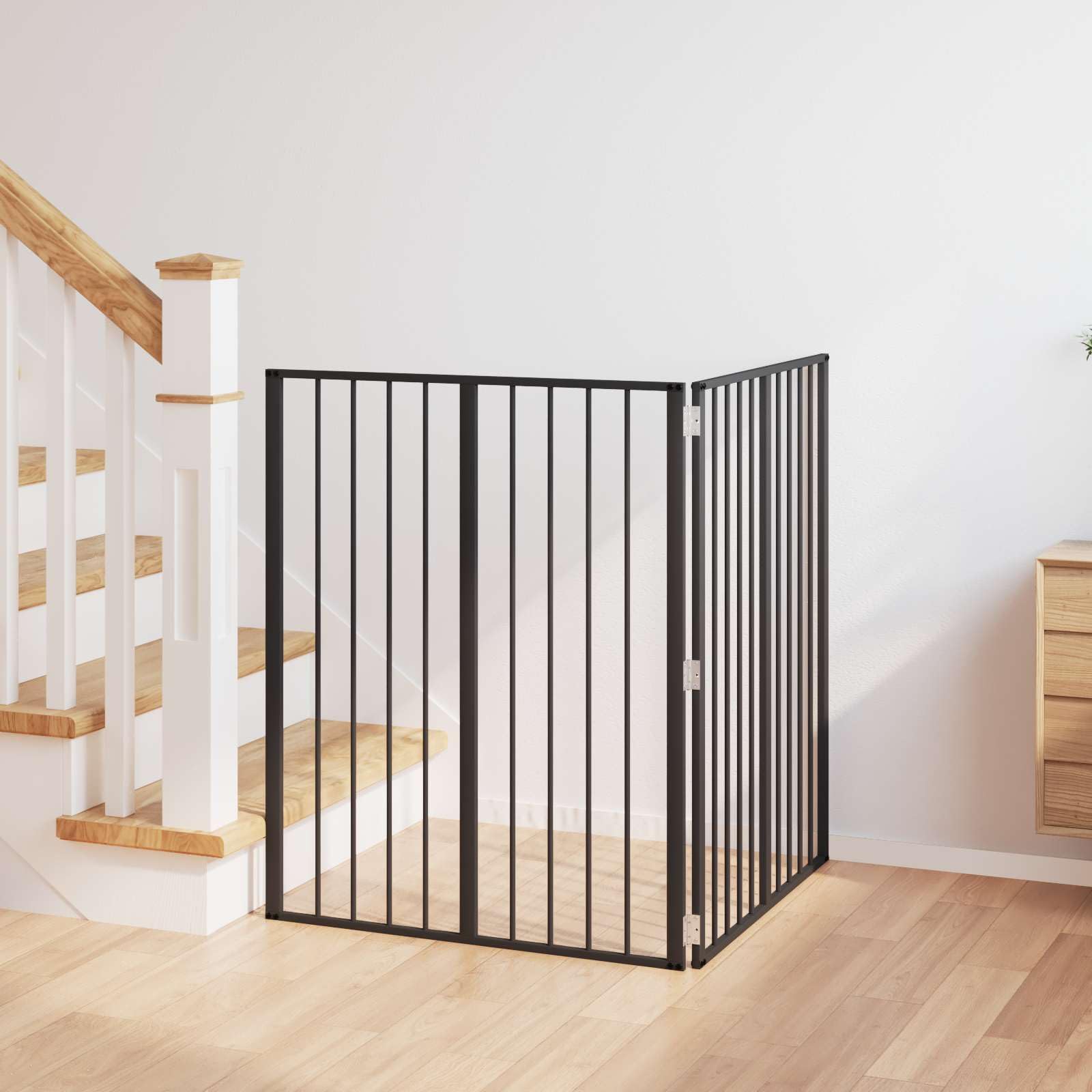 Portería para perros, 2 unidades, color negro, 80 x 100 cm, de acero galvanizado, plegable y modular para cachorros, perros, interior y exterior, parque seguro, protección y barrera para