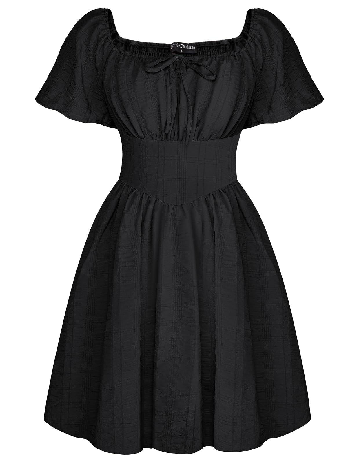 SCARLET DARKNESS Damen Renaissance Kleid Square Neck Bubble Kleid Mittelalter Mini Corsagenkleid