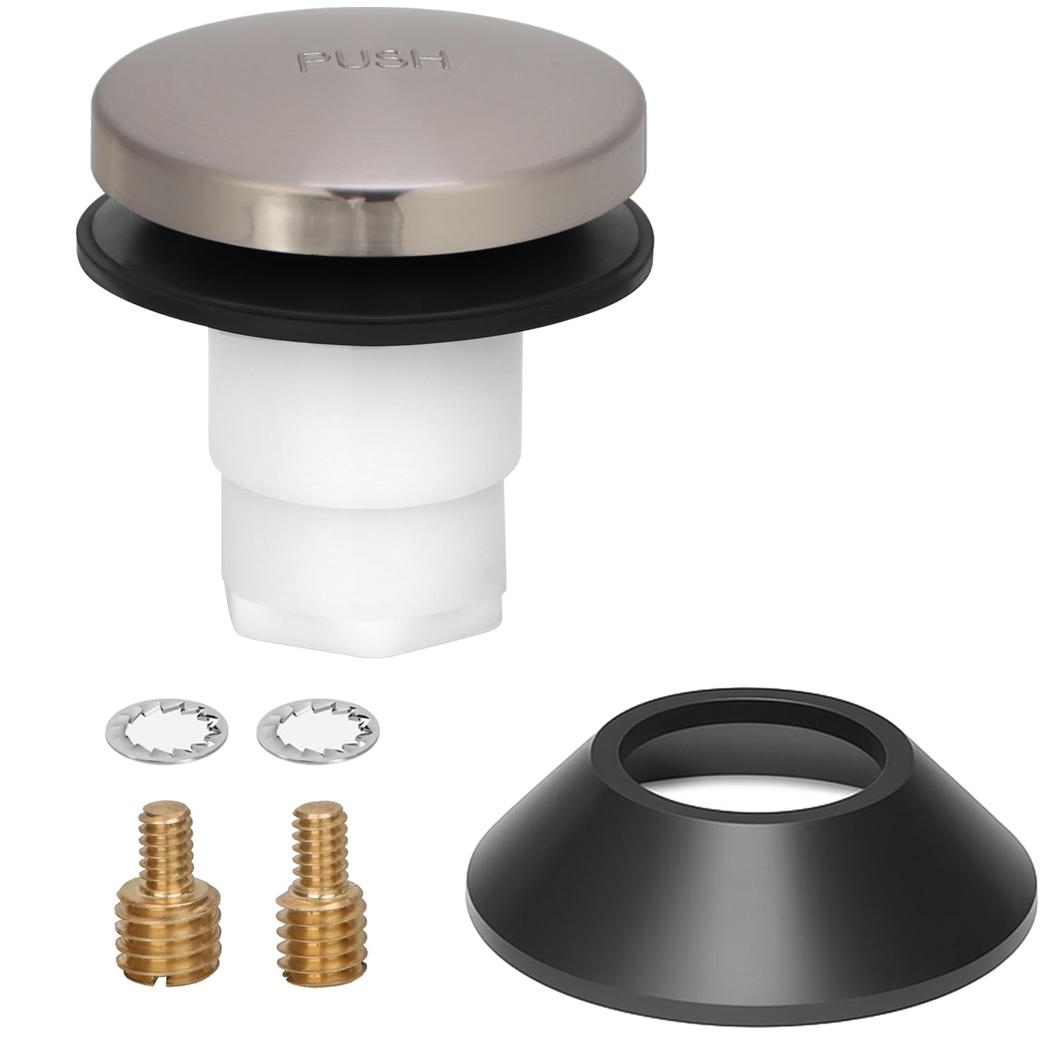 Photo 1 of ** MISSING ADAPTERS**
Tub Stopper Bathtub Drain Stopper Cover, Bathroom Tub Plug with 3/8 in. and 5/16 Thread Adapter, Compatible with K-1068204, Brushed Nickel Cap