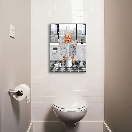 Miniatura 9 de PIMULSAA Póster divertido de burro sentado en el inodoro, lectura de periódico, arte de pared para inodoro y baño (enmarcado, 12 x 16 pulgadas)