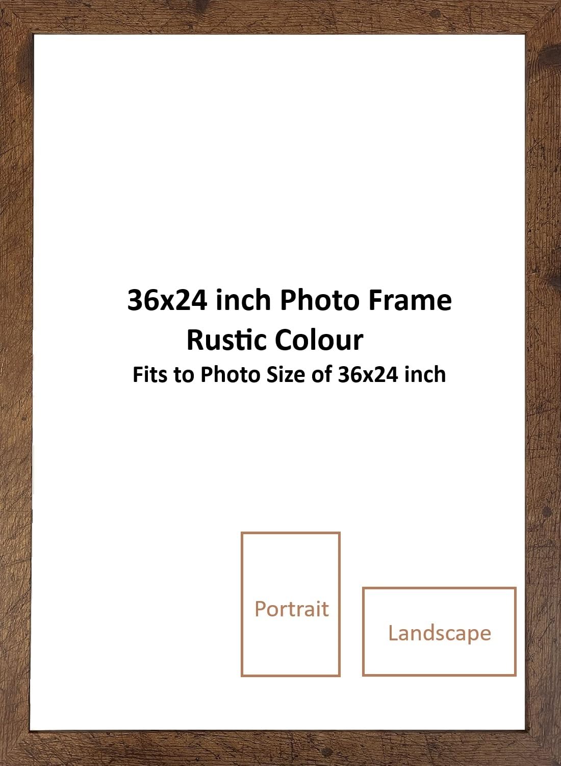 DECORO 36x24inch (91.5x61) cm Rustic Photo Frame, Rustic Wood Finish, Maxi Poster Frame, Picture Poster Frame.
