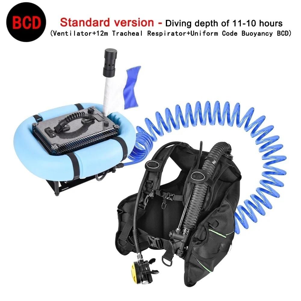 Maschera Subacquea Scuba Snorkel Hookah Nuoto 11 Metri Ventilatori da Immersione Impermeabile Portatile Ricaricabile Sott'Acqua Maschera(10H -BCD Model)