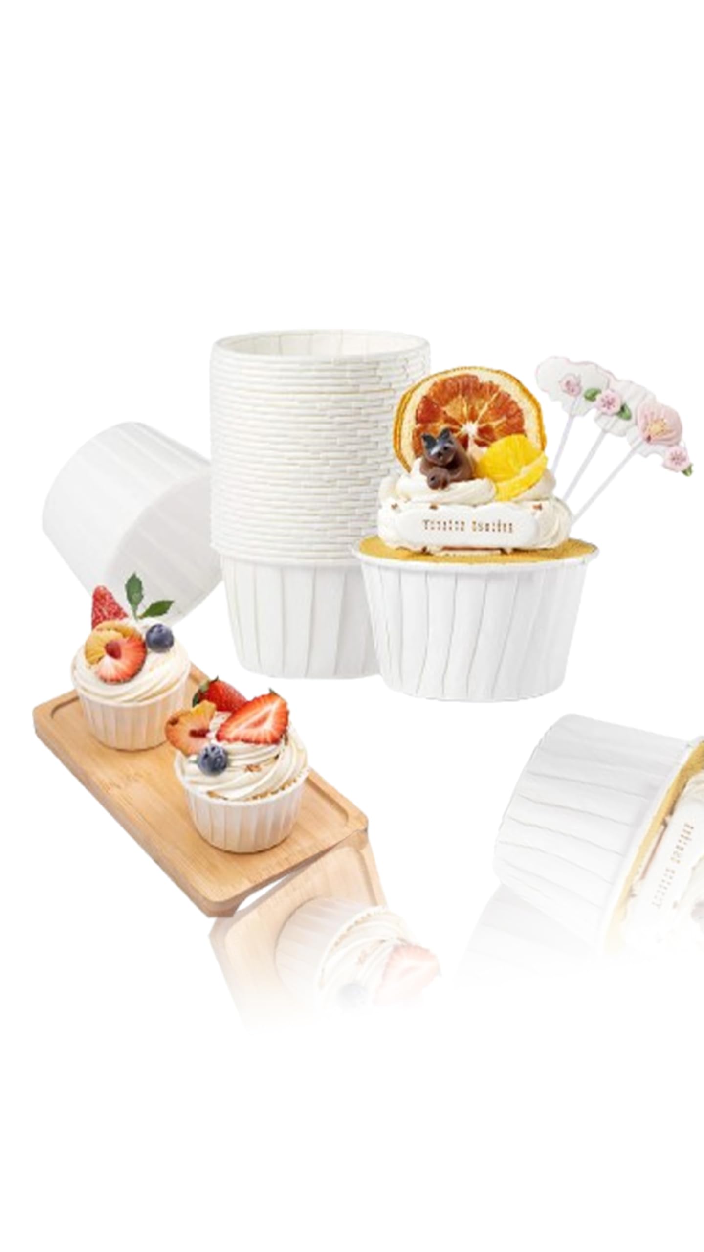 Sweet seven Oil-Proof White Cupcake Liners - 100pcs Muffin Baking Cups for Weddings, Birthdays, Parties, Baby Showers. Ramekin Holders with Elegance and Durability.