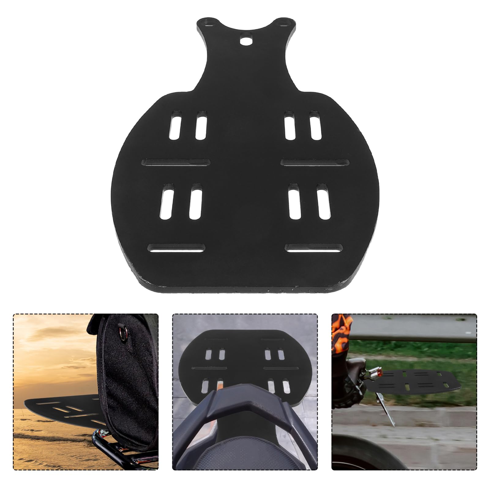 Portapacchi Posteriore Moto in Acciaio Nero, Supporto