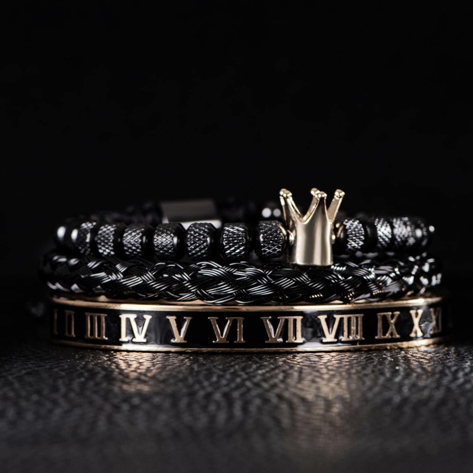 Pulsera Hombre Brazalete Mujer Pulseras Regalo Pulsera Romana De Esmalte De Lujo Royal Crown Charm Hombres Geometría Pulseras Ajustables Abiertas Pareja