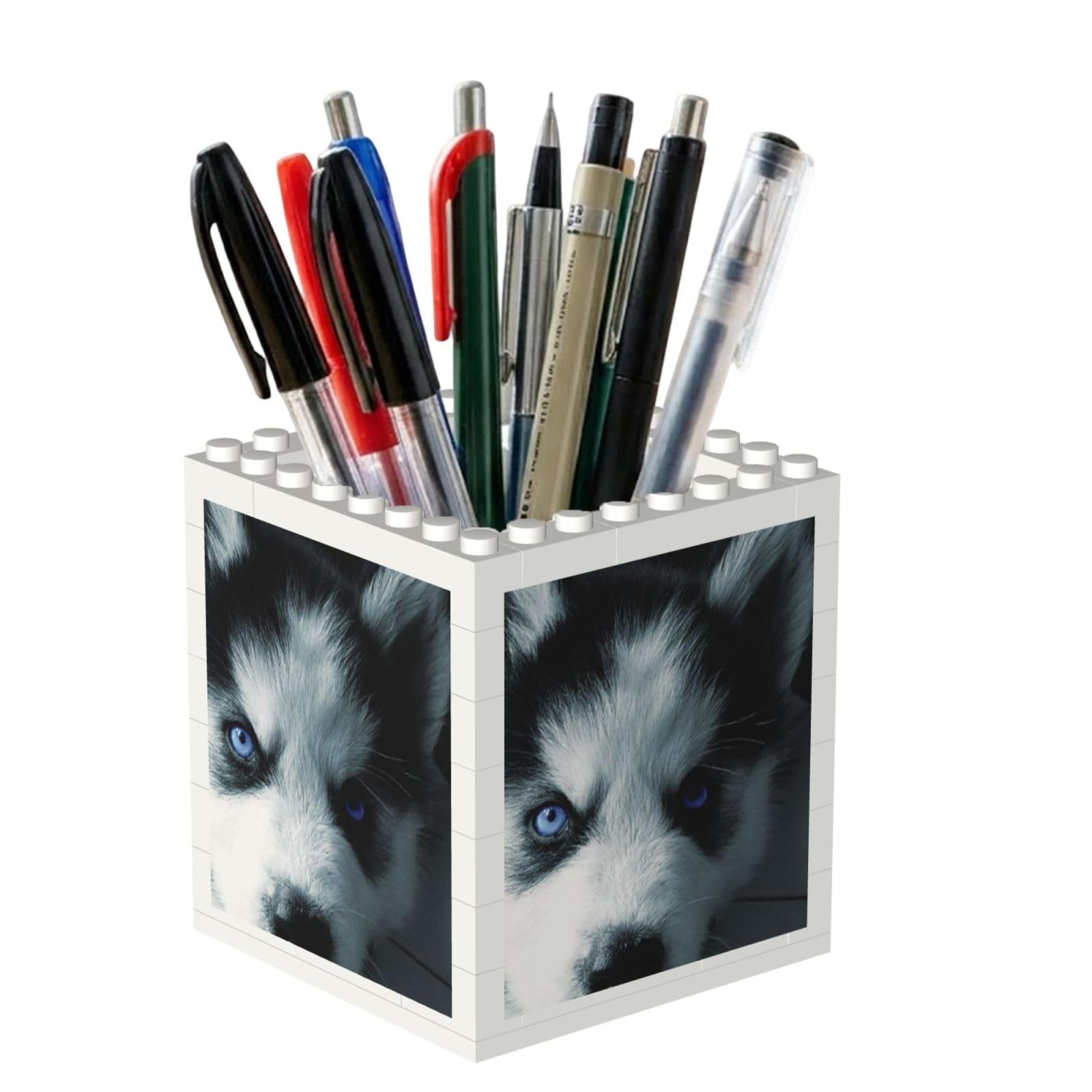 Poadnly Puppy Husky, Pen Pot Pencil Holder for Office Home School, Compact Desk Organiser for Office Stationery