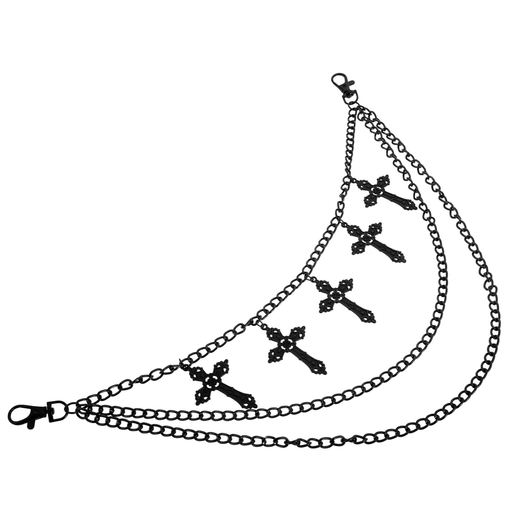 BESTYASH Hip Hop Punk Fashion Accessory Layered Hollow Cross Pendant Chain Belt