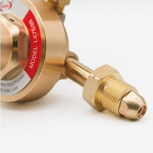 Miniatura 5 de CDL Regulador de acetileno de servicio medio CGA510, compatible con Victor, escala dual fácil de leer, cuerpo y capó de latón forjado, regulador de