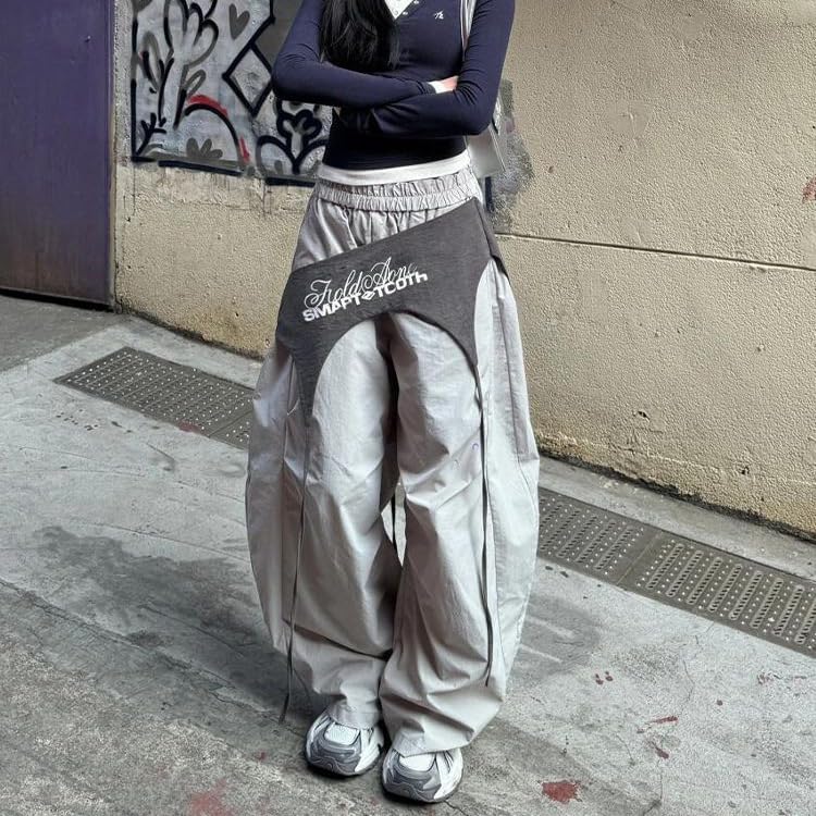 Women's Streetwear Wide Leg Joggers - Y2K Hip Hop Pants Cross-Belt & Curved Blade Cut Lounge Pants Baggy Sweatpants3
