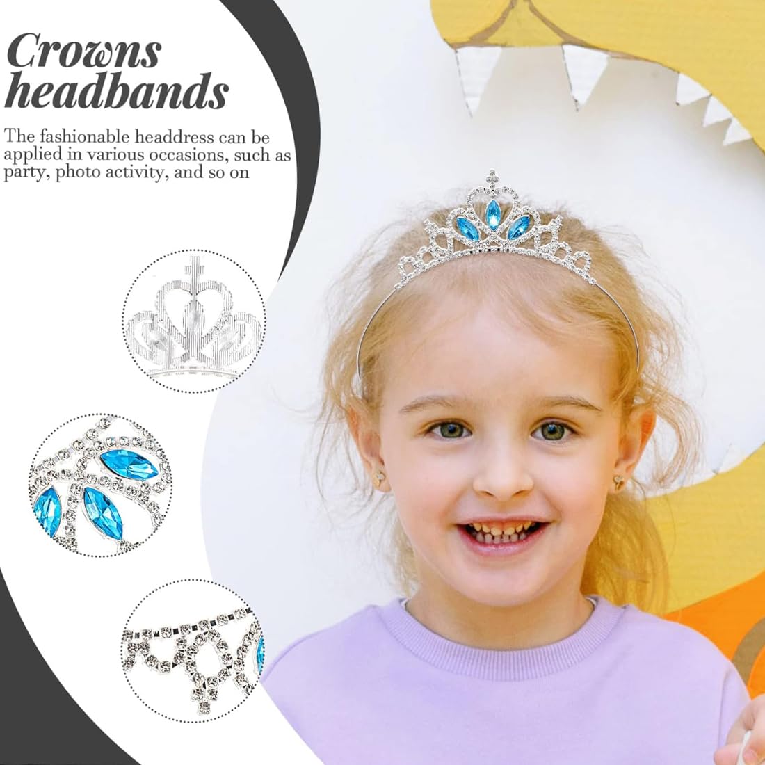 Corona Princesa Niña, 2 Piezas Coronas de Princesas Tocado de Cristal para Niñas Rosas Corona de Princesa para Niños Cumpleaños Azul Accesorios Princesa Corona Adecuado para Niñas de 3-12 años
