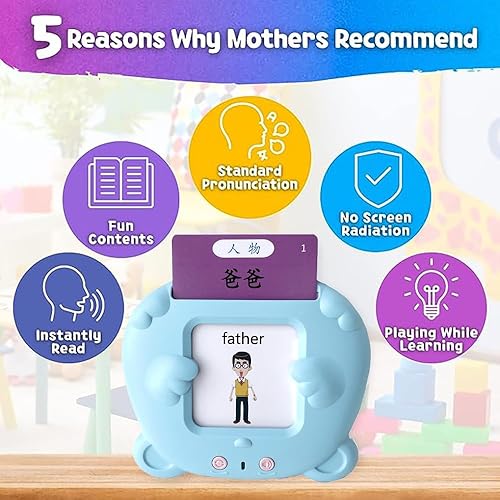 Miniatura 23 de RT&BS Tarjetas didácticas hablantes en chino inglés, juguetes bilingües, tarjetas flash de mandarín para niños, 224 palabras de vista rosa