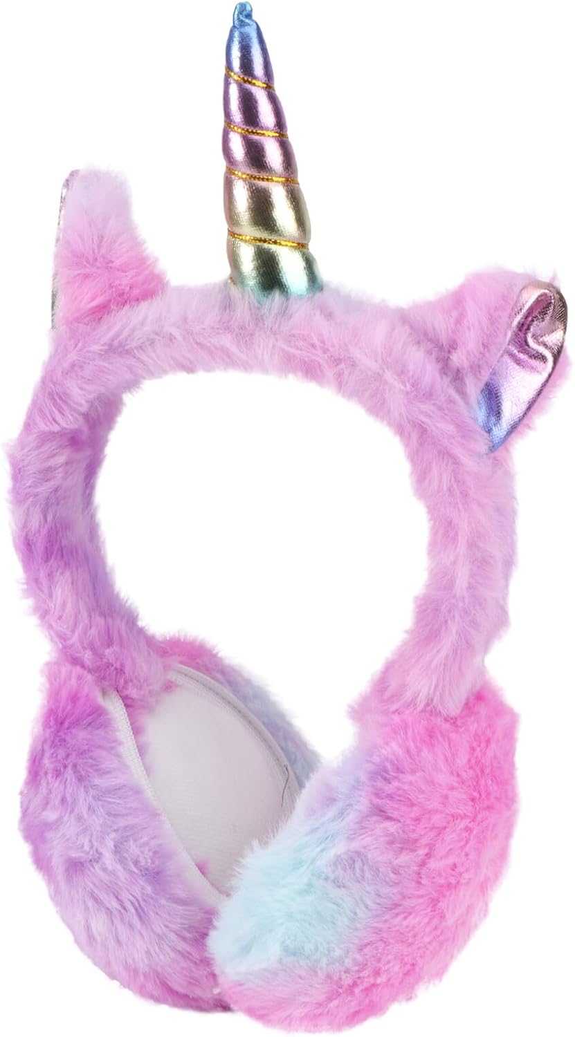 Healifty Lovely Unicorn Earmuffs Winter Ear Warmers Plush Ear Covers for Women Cold Weather Outdoor Use Purple