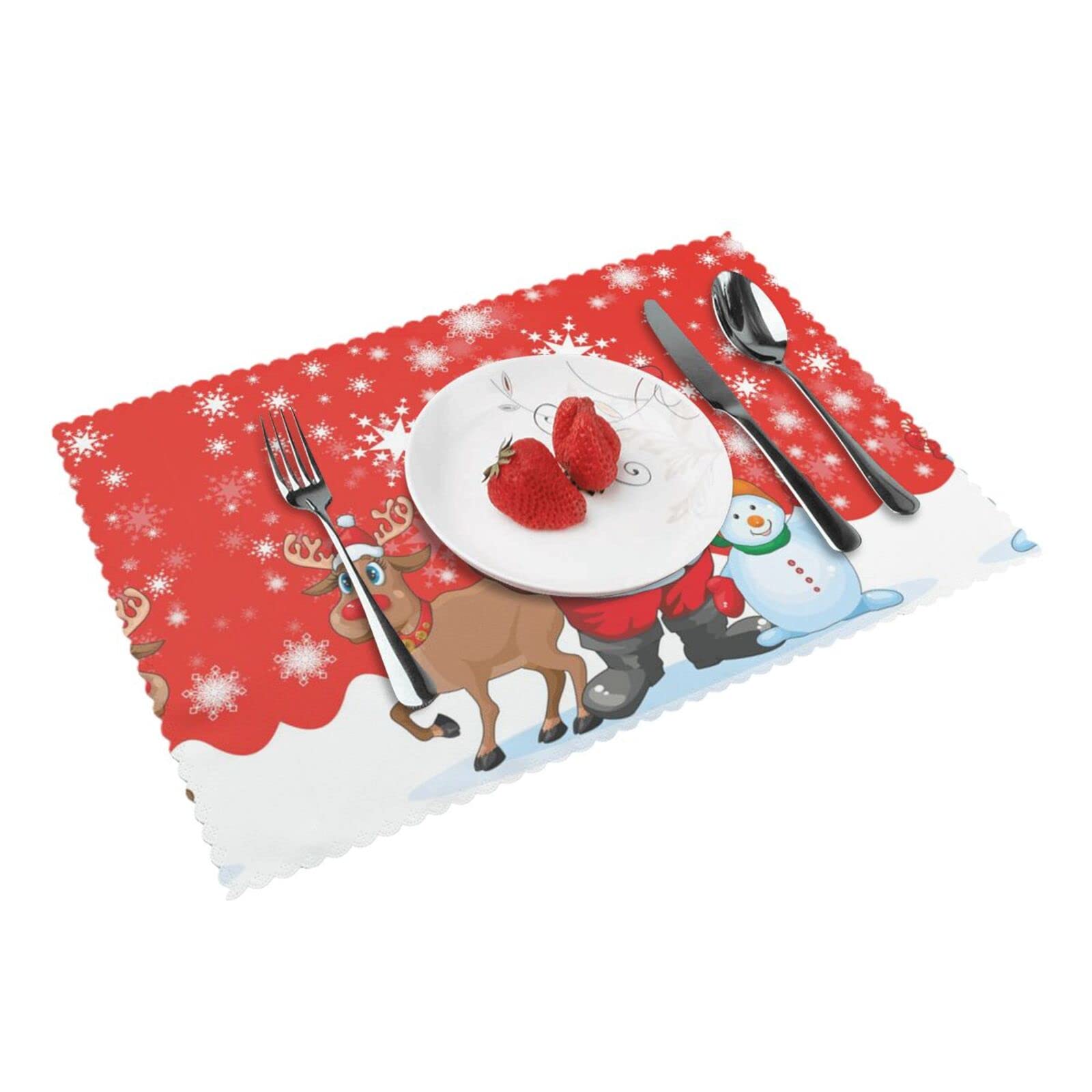 Set Mit 4 Weihnachts-Tischsets Mit Rentier-Motiv – 43,2 X 33 Cm, Wasserdicht, Aus Polyester, Gold