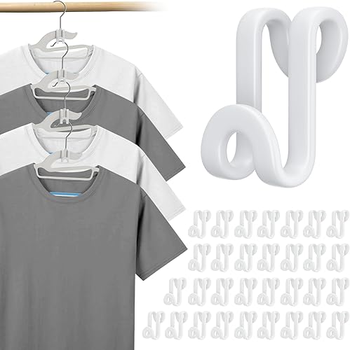Tinfol Ganchos de conector para colgar colgadores, 50 ganchos para ropa que ahorran espacio, clips extensores resistentes para perchas y