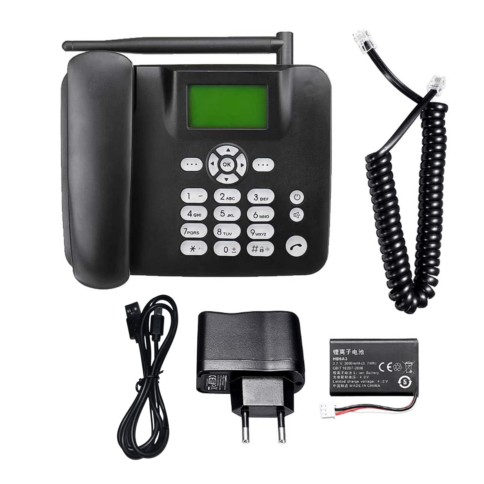 Telefono fisso senza fili 4G Supporto telefonico da tavolo GSM 850/900/1800/1900MHZ Scheda SIM Telefono cordless con antenna Radio Sveglia Funzione SMS per casa Casa Call Center Ufficio