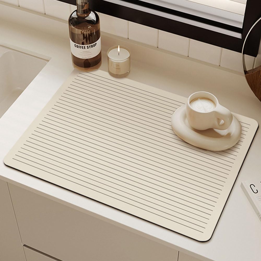 Hixingo Quick Drying Dish Drying Mat, Absorbent Draining Board Mats Line Coffee Mat, Non-Slip Draining Mat for Kitchen Diatomaceous Dish Drainer Mat (40x50cm,Abstract)