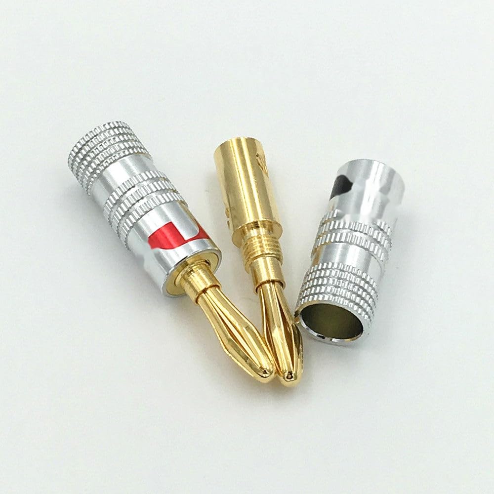 Lot de 100 fiches bananes en or 24 carats pour haut-parleur vidéo - Couleur noire et rouge