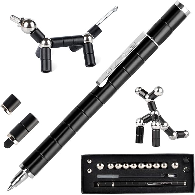 Toy Pen, Decompression Magnetic Metal Pen, Eliminate Pressure Fidget Gadgets, Multifunctional writing pen Gift for Kids or Friends (Black)