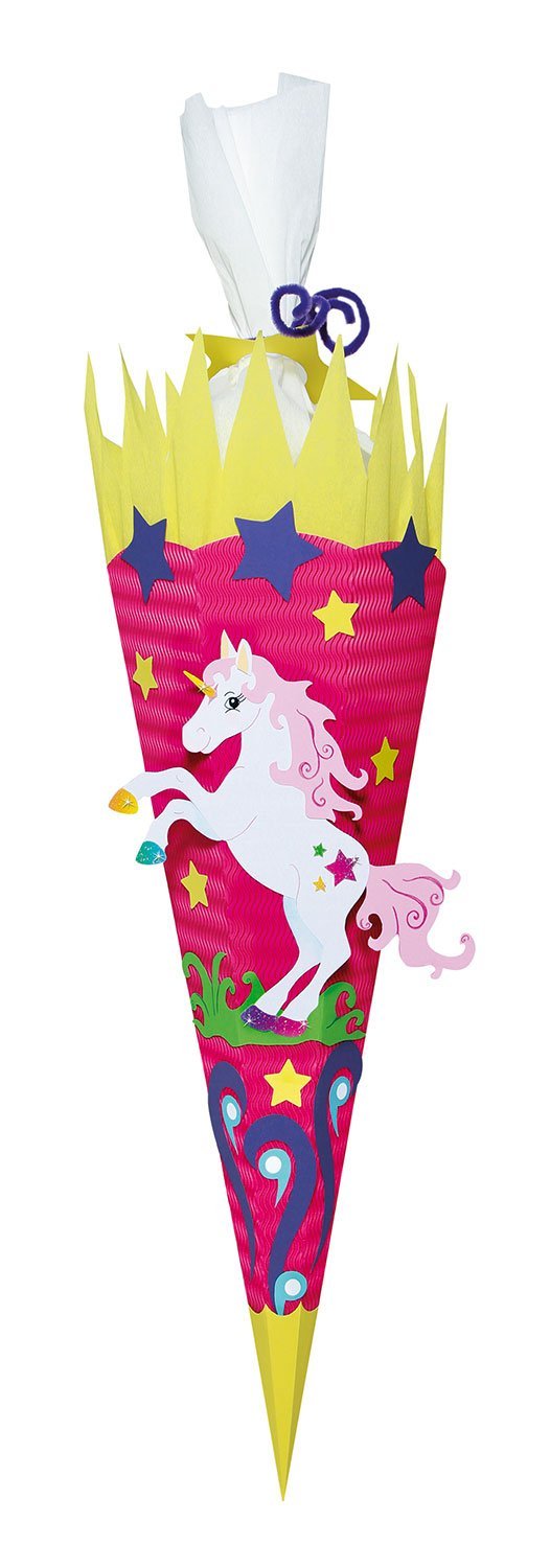 URSUS Schultüten-Bastelset – EINHORN, 6-eckig, 68 cm