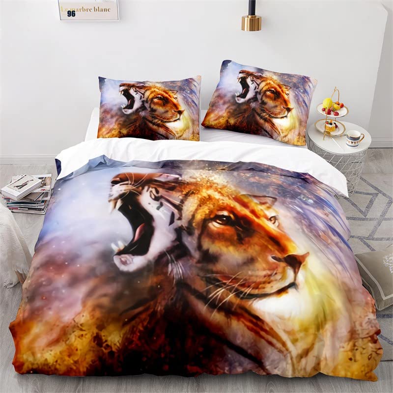 Housse de couette tigre microfibre 240x260 cm avec fermeture éclair pratique