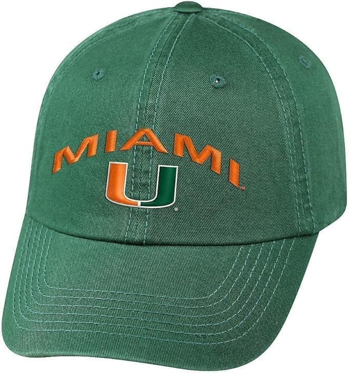 Pro Sport Brand Miami Adjustable College Hats (US Alpha One Size Miami Primary Arch)