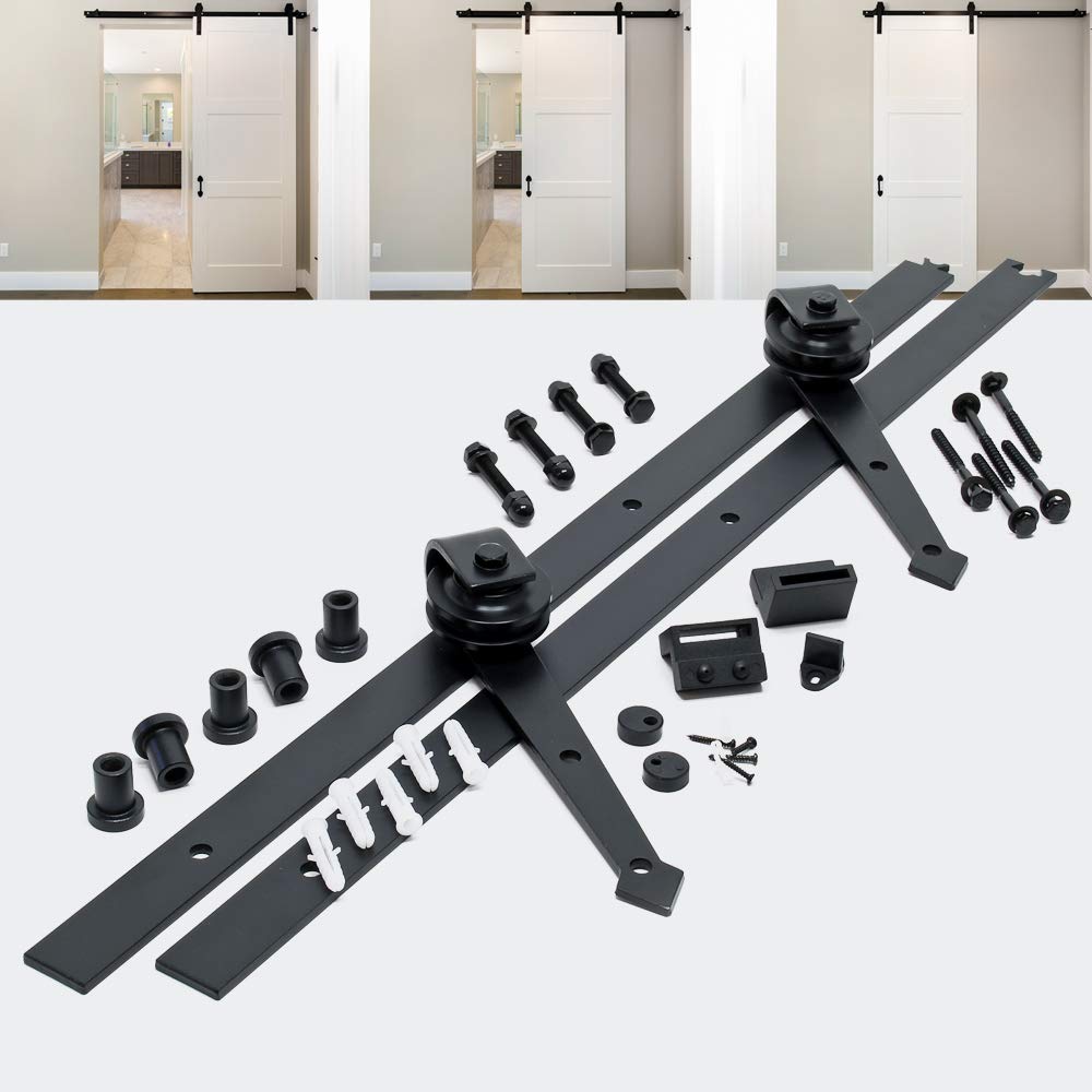 Sistema de herrajes para puerta corredera 183cm 6ft max. 90kg Riel para puerta deslizante Decoración