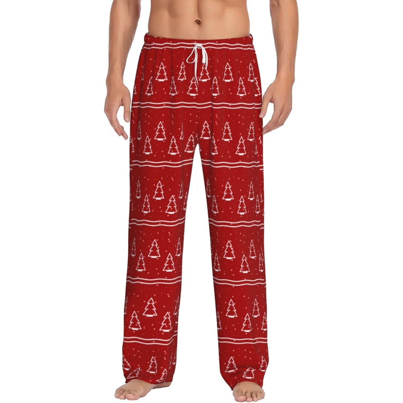 Kerstpyjamabroek voor heren, lange pyjamabroek, kerstmotief
