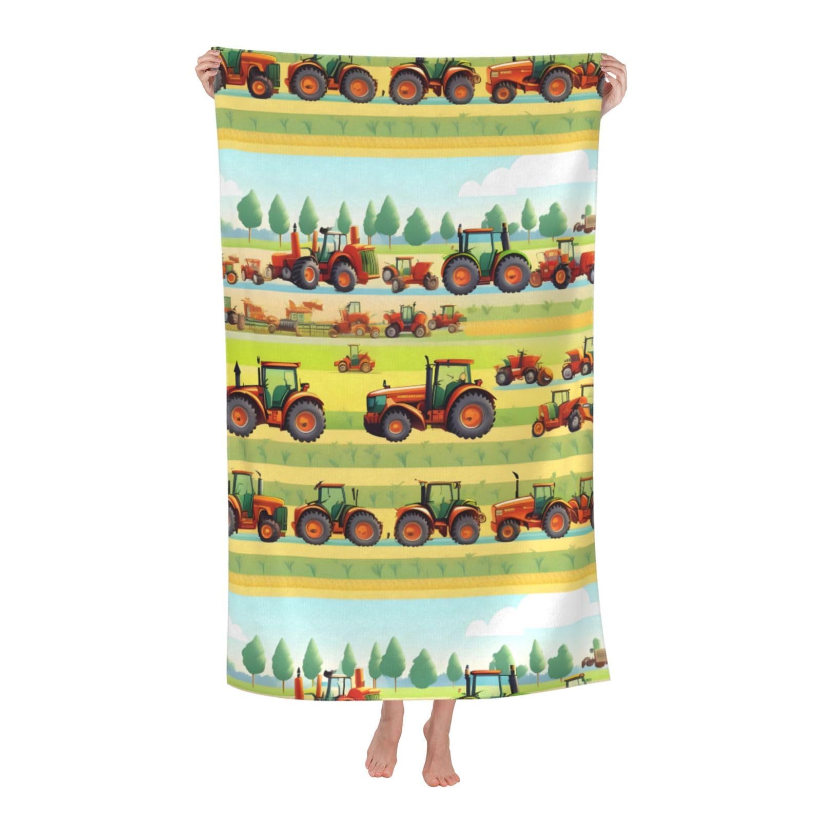 Cbaaghh Tractor Farming Print Adult Beach Towels,Beach & Pool Towel,Beach Towels,Towels For Camping