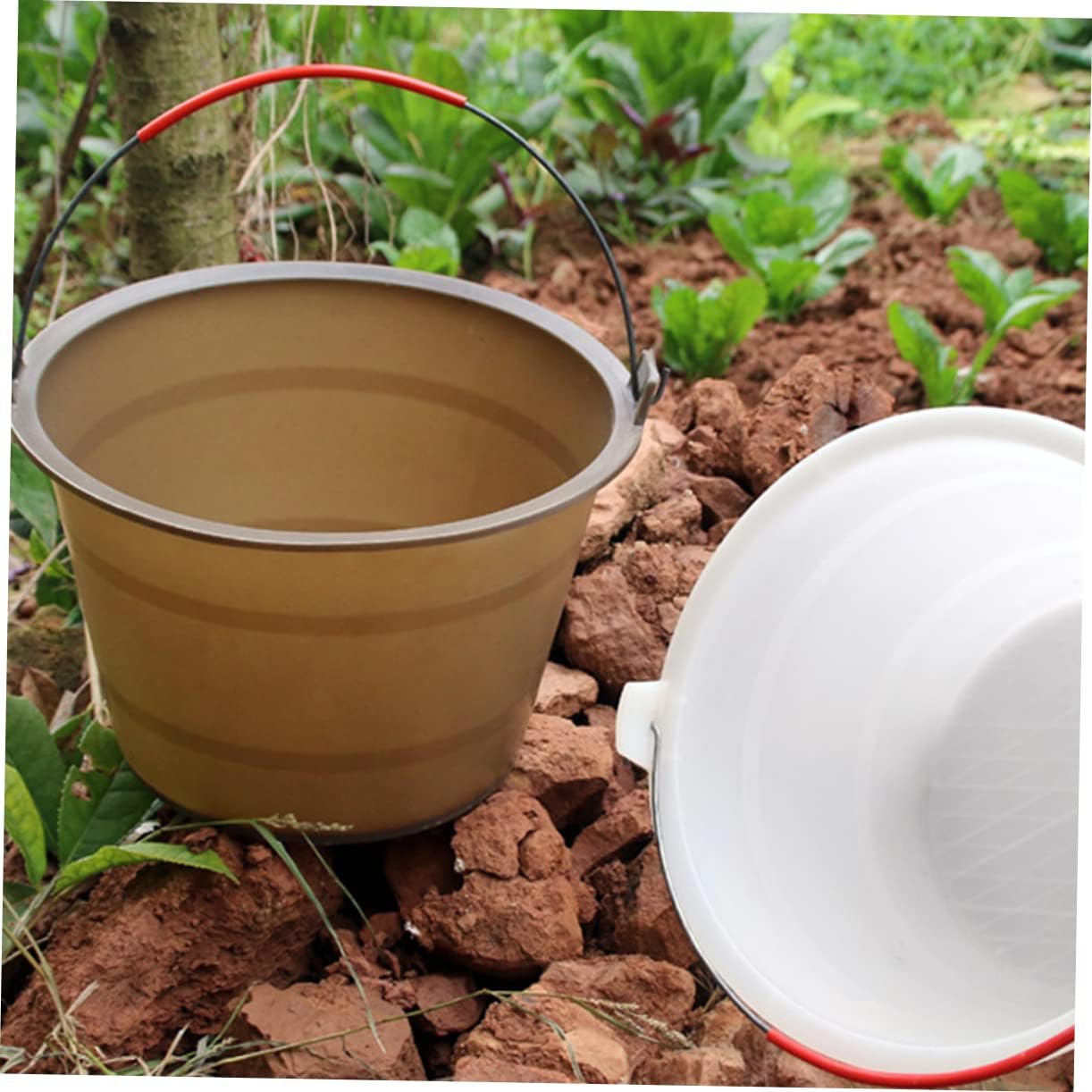 Uonlytech Thickened Concrete Handles Large Outdoor Planter Pail for Construction Site