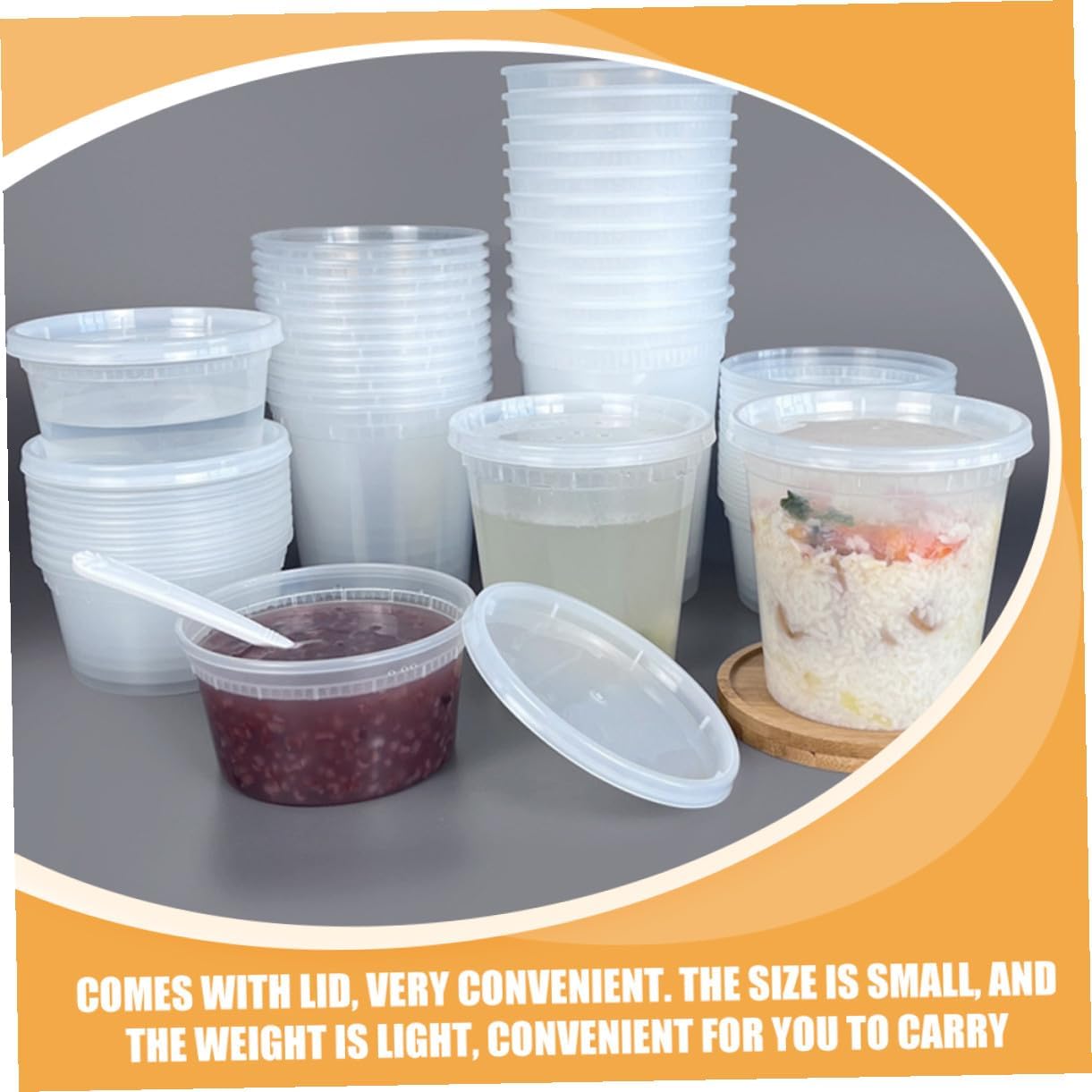 Homoyoyo Disposable Food Bowls with Lids 16oz 32oz High-temperature Resistant Takeout Containers for Broth and Beverage 50pcs Set