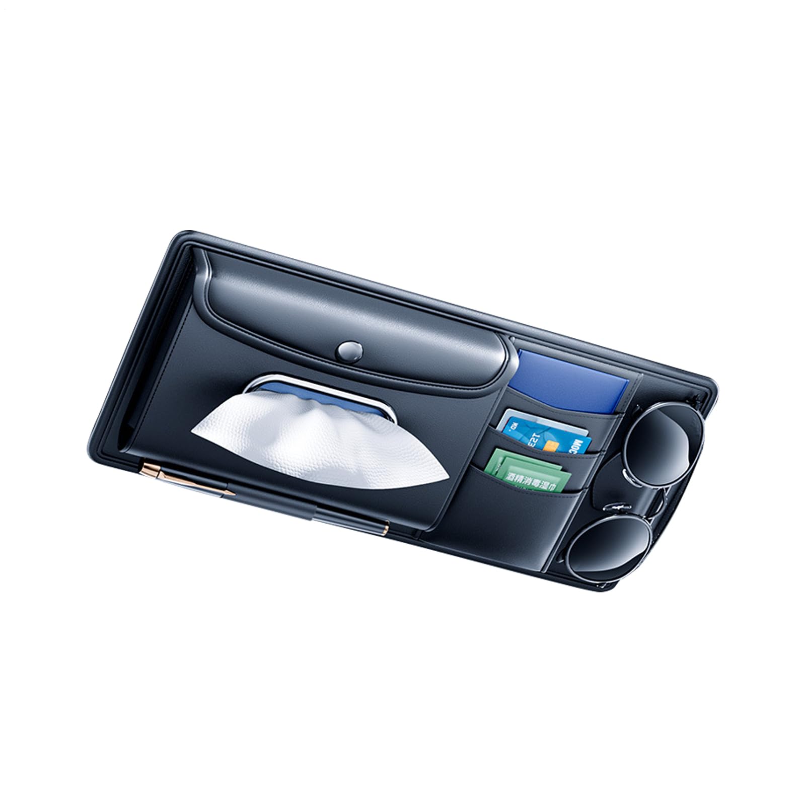 Rangement pour pare-soleil de voiture universel et étui porte-lunettes